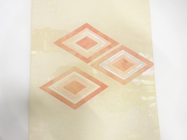  雲に菱模様織り出し　名古屋帯